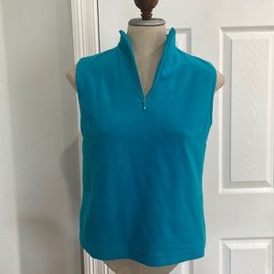 Loft fleece vest 1/4 zip pull over sleeveless stretch turquoise women’s size M